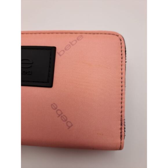 Bebe  Aja Women's Wallet Clutch Zip around Pink Black/Dara with Defects - Picture 6 of 7